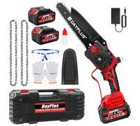 Mini Chainsaw Brushless Electric Chainsaw for Hedges, 8-inch Mini Electric Chainsaw Cordless Chainsaw with 2x4.0Ah Batteries and Charger, 2 Chains, Mini Chain Saw Cordless Tree Saw for Wood Cutting
