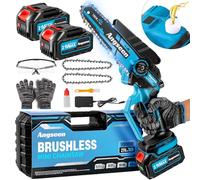 Mini Chainsaw - Brushless Motor 1000W, Electric Chainsaw Cordless 6 Inch with Auto Oiler-System, 2*4000mAh Battery, Knob Instantly Adjusts Chain Tightness, Small Chain saw for Cut Wood, Tree Trimming