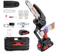 Mini Chainsaw Cordless 6 Inch (15cm), Brushless Small Electric Hand Chainsaw, Battery Powered Handheld Portable Power Chain Saw Garden Tools with Battery, Charger and Safety Lock