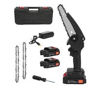 Mini Chainsaw Cordless, 6 Inch Battery Chainsaw, Chain Saws for Cutting Trees with with 2 Battery and Charger, 650W CordlessChainsaw, SmallChainsawCordless for Wood Cutting (Black)