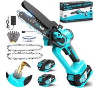 Mini Chainsaw Cordless 6 Inch - Brushless Electric Saw with Oiler System, 2×4000mAh Batteries Small Chain Saw Cordless Chainsaw with Battery and Charger for Cutting Trees Trimming Wood Gardening