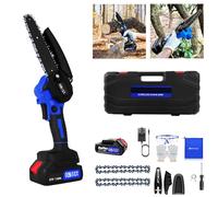 Mini Chainsaw Cordless, 6 inch Cordless Chainsaw with 1x 1.5Ah Battery, 2 Chains and Carrying Case, Portable Electric Chainsaw for Tree Branch Wood Cutting