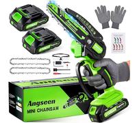 Mini Chainsaw Cordless 6 Inch, Electric Chain Saw with 2 Battery and 850W Motor, Small Battery Chainsaw with 2 Chains and Safety Lock, Light Weight Handheld Chain Saw for Wood Cutting Tree Trimming