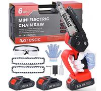 Mini Chainsaw Cordless, 6 Inch Handheld Chainsaw Portable 550W Battery Powered Electric Power Chain Saw with 2 * 2000 mAh Battery and Oiler System, for Wood Cutting Tree Trimming Gardening (Style 1)