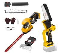 Mini Chainsaw Cordless 6 inch & Hedge Trimmer Compatible with Dewalt 18V 20V (No Battery), Brushless Auto Oiler, Handheld Small Electric Chain Saw Grass Shear for Wood Cutting Lawn Trimming