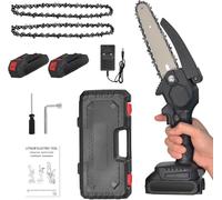 Mini Chainsaw Cordless 6 Inch, WapoRich Small Battery Chainsaw Portable Electric Chain Saw with 16.4 ft/s(5m/s) Chain Speed, 2 x 21V 2500mAh Rechargeable, 2 Chains for Wood Cutting Tree Trimming