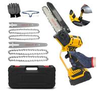 Mini Chainsaw Cordless 8 inch 6 inch, Portable Handheld Chainsaw Compatible with Dewalt 18V 20V Battery, Brushless Handheld Electric Chainsaws with 4 Chain and 2 Guide Bar (Not Battery)