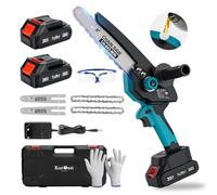 Mini Chainsaw Cordless 8 inch,800W Brushless Motor Electric Saw with 2 Batteries,2025 Upgraded Battery Chainsaw for Garden Tree Branch Cutting, with 2 Chains