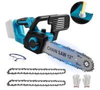 Mini Chainsaw Cordless Compatible for Makita 18V Battery, 12 Inch Handheld Brushless Electric Chainsaw with Auto Oiler and Security Lock for Wood Cutting Tree Trimming (No Battery)