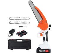 Mini Chainsaw,Electric Chainsaw Cordless,Battery Powered Chain Saw for Branch Pruning,Garden Wood Cutting,Handheld Chainsaws with Automatic Oiler & Security Lock,Present for Dad Husband Men