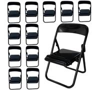 Mini Chair, 12PCS 1:12 Scale Realistic Mini Folding Chair, Plastic Doll , Portable Miniature for Desk Phone Stand, Dollhouse Decor, Gifts Doll Miniature