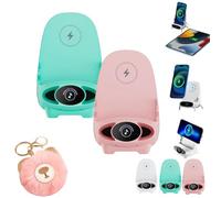 Mini Chair Wireless Fast Charger Multifunctional Phone Holder, 3 In 1 Wireless Charger Station Phone Stand Holder Bracket, Multi-Function Fast Charge Wireless Mini Chair Phone Stand (pink+green)