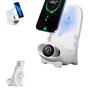 Mini Chair Wireless Fast Charger Multifunctional Phone Holder Universal Portability Enhanced Sound Effects With Speaker For Apple Huawei Samsung Smart Phones (White)