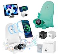 Mini Chair Wireless Fast Charger Multifunctional Phone Holder, Yamajifactory Phone Holder Charger, Portable Mini Chair Wireless Charger with Speaker Function for All Phones (Blue)