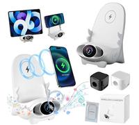 Mini Chair Wireless Fast Charger Multifunctional Phone Holder, Yamajifactory Phone Holder Charger, Portable Mini Chair Wireless Charger with Speaker Function for All Phones (White)