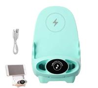 Mini Chair Wireless Fast Charger Phone Stand with Speaker, 3 in 1 Multifunctional Desktop Charging Stand for Cell Phones, Portable Fast Charging Station for Smartphone (Green)