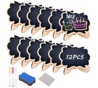 Mini Chalkboard Signs, 12Pcs Chalk Boards for Tables, Wooden Memo Chalkboard Place Cards Food Signs Blackboards for Message Signs Place Cards Table Numbers Shop Buffet Cafe Wedding Birthday Party