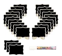 Mini Chalkboard Signs, 20 Pack Small Wooden Chalkboard Labels with Easels Stand, Wave Blackboard, Food Signs, Blackboards for Table Numbers, Weddings Signs, Message Board Signs and Event Decoration