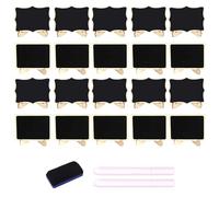 Mini Chalkboard Signs, 20 PCS Small Blackboard, Message Tabletop Board with Wooden Base Pens and Blackboard Eraser for Food Labels Place Cards Table Numbers Shop Buffet Café(10 X 7.5 CM)