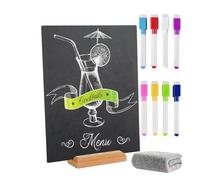 Mini Chalkboard Signs Double Sided Blackboard Message Boards with Base Stand - Vintage Tabletop Chalk Board Sign, 8.2 x12 Inch Mini Menu Boards Small Food Signs Kitchen, Wedding Party Decoration