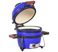 Beliani Mini Charcoal Bbq Grill Kamado Ceramic Blue, Blue