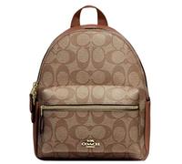 Mini Charlie Backpack in Signature Canvas Khaki Saddle 2 Brown