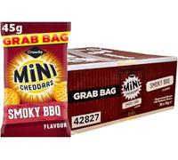 Mini Cheddars Smoky BBQ Flavour 30 x 45g Grab Bags, Baked Cheese Biscuits,Bulk Individually Wrapped Savoury Snack MultiPacks for Lunchboxes, Parties, Birthday Party, Office & Sharing