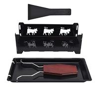 Mini Cheese Raclette Grill with Black Handle Rectangular Bakeware Non Stick Cheese Melter Butter Grill Pan for Indoor Outdoor Camping Party Picnic Mahogany Iron 315g 18x8.5x6cm