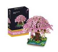 Mini Cherry Blossom Tree House Bonsai Tree Building Set, 1900+ Pcs Mini Bricks Street View Cherry Bonsai Tree Model Kit, DIY Particle Construction Toy, Sakura Botanical Set for Kids and Adults (8001)
