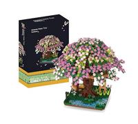 Mini Cherry Blossom Tree House Bonsai Tree Building Set, 1900+ Pcs Mini Bricks Street View Cherry Bonsai Tree Model Kit, DIY Particle Construction Toy, Sakura Botanical Set for Kids and Adults (8002)