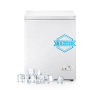 Mini Chest Freezer 3.5 Cu.Ft, Small Top Door Deep Freezer with 7 Adjustable Temperature, Removable Basket, Low Noise for Home, Apartment, Open Garage, Kitchen White