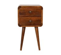 Artisan Furniture Solid Wood Mini Chestnut Curved Bedside, 2 Drawers, Brown