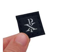 Mini Chi Rho Christogram Symbol Jesus Christ Cat Eye Patch Compatible with Velcro, Morale Patch for Caps, Backpacks & Plate Carriers (Black with Silver)