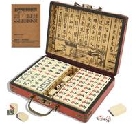 Mini Chinese Majong Set with 146 Tiles 2 Dice, Easy Learn Rules with Multi Language Guide, Compact Travel Chinese Mahjong Set for Travel Party Family Gathering