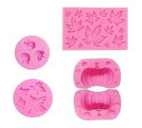 Mini Chocolate Molds, 4Pcs Autumn Silicone Pumpkin Mold and Mini Maple Leaves Fall Chocolate Molds for Halloween Thanksgiving Cake Decoration DIY Fondant, Clay and Soap, Decorating Accessories
