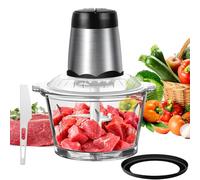 Mini Chopper 300W Mini Food Processor Vegetable Chopper 2L Glass Bowl, Meat Grinder with 4 bi-Level Blades for Meat Vegetable Fruit
