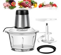 Mini Chopper Electric Food Processor, 2L Glass Bowl Food Chopper 4 Bi-Level Blades Mini Chopper with 2 Variable Speed, Kitchen Chopper Vegetable Cutter for Home Use