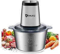 Mini Chopper Electric Food Processor with 2 Litre Stainless Steel Bowl, 2 Speeds, 4 Bi-Level Blades,500W, Silver