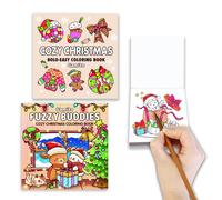 Mini Christmas Coloring Book for Adults and Kids, 2-Pack Travel Small Coloring Books, Pocket Size Adults Relaxation Coloring Books Stress Relief Books