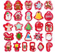 Mini Christmas Cookie Cutters Set 26 Pieces Mini Christmas Cookie Cutters Plastic Gingerbread Man Tree Snowman Reindeer Santa Claus Snowflake Candy Cane and More
