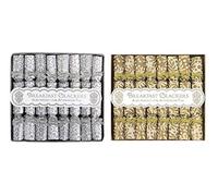 Mini Christmas Crackers Saucer Pack of 16 Breakfast Gold Silver Xmas Afternoon Tea Vintage