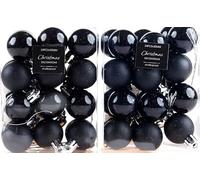 Mini Christmas Jet Black Tree Baubles Decorations - Set of 48