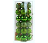 Mini Christmas Lime Green Blue Glitter Tree Baubles Decorations - Set of 24