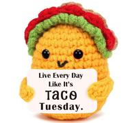 Mini Christmas Motivation Gifts for Women Men Handmade Positive Crochet Taco Tuesday Gift for Stress Relief Coworker Birthday Encouragement Cheer Up Gift Small Stocking Stuffer White Elephant Ideas