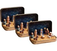 Mini Christmas Nativity Set in a Tin Box, Christmas Nativity Scene Set, Handcrafted Pocket Size Nativity Scene Gift Tin, 3D Resin Mini Religious Holy Family Jesus Figurines Ornaments (3PC)