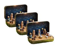 Mini Christmas Nativity Set In a Tin Box, Handcrafted Pocket Size Nativity Scene Gift Tin, Christmas Decoration for Home Gifts, Home or Travel (3PCS)