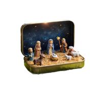 Mini Christmas Nativity Set In a Tin Box, Handcrafted Pocket Size Nativity Scene Gift Tin, Christmas Decoration for Home Gifts, Home or Travel (1PCS)