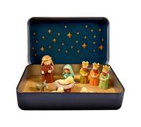 Mini Christmas Nativity Set in a Tin Box, Jesus Nativity Scene Ornaments, Miniature Nativitys Sets Indoor Figures, Handcrafted Nacimiento de Jesus para Navidad, for Christmas Decorations