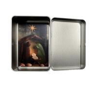 Mini Christmas Nativity Set In A Tin Box, Pocket Sized Nativity Scene, 3x2x1 Inch Mini Manger NativityScene Christmas Decor For Home Decor Desk Shelf Bedroom Living Room Office School Church Farmhouse