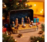 Mini Christmas Nativity Set In A Tin Box, Portable Pocket Nativity Scene Decoration Set,Handcrafted Pocket Nativity-Scene Gift Tin,Carry The Story Of Christmas With HolyJesus Figurines For Friends